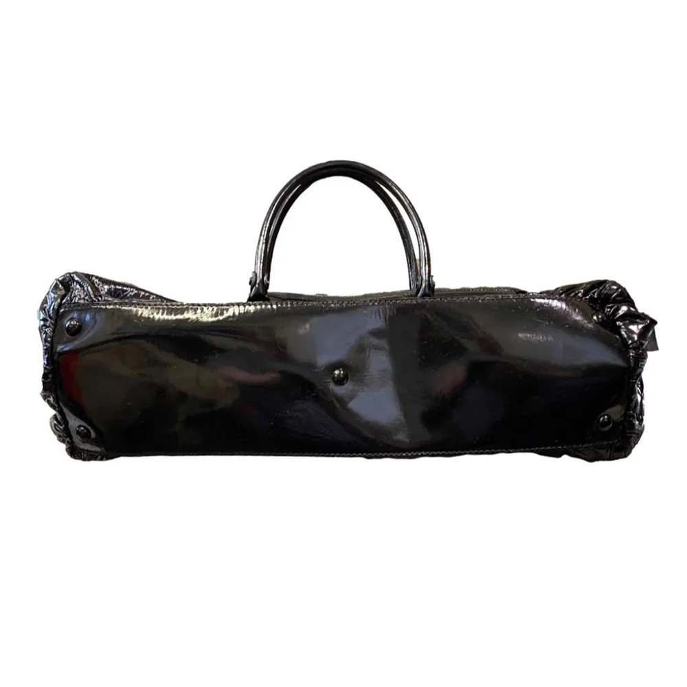 GUCCI Black Patent Leather Horsebit Tote Shoulder Bag - Recolored